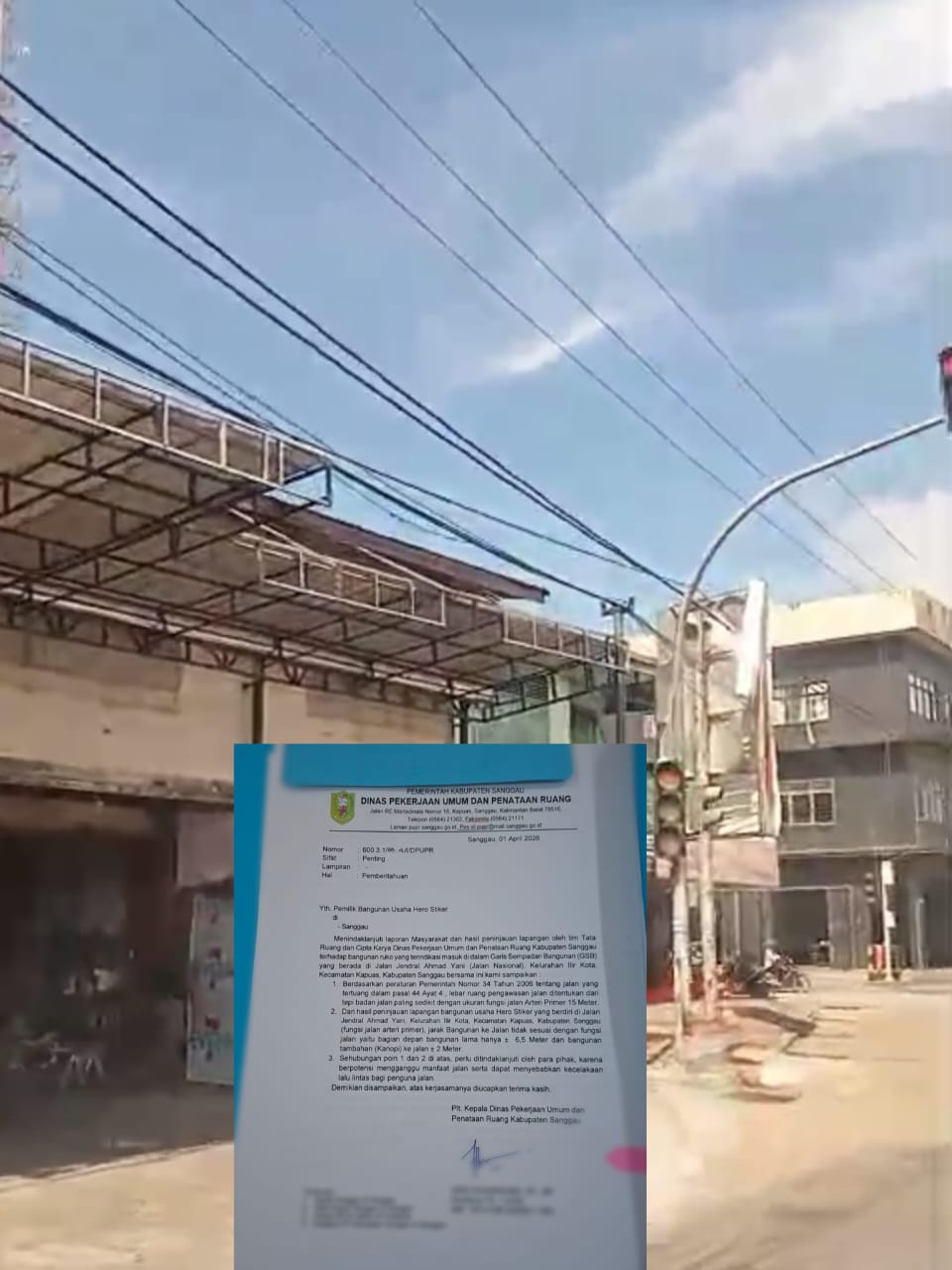Langgar Aturan Jalan Nasional, Kanopi Toko Hero Sticker Mesti Dibongkar, Berani kah Ju?