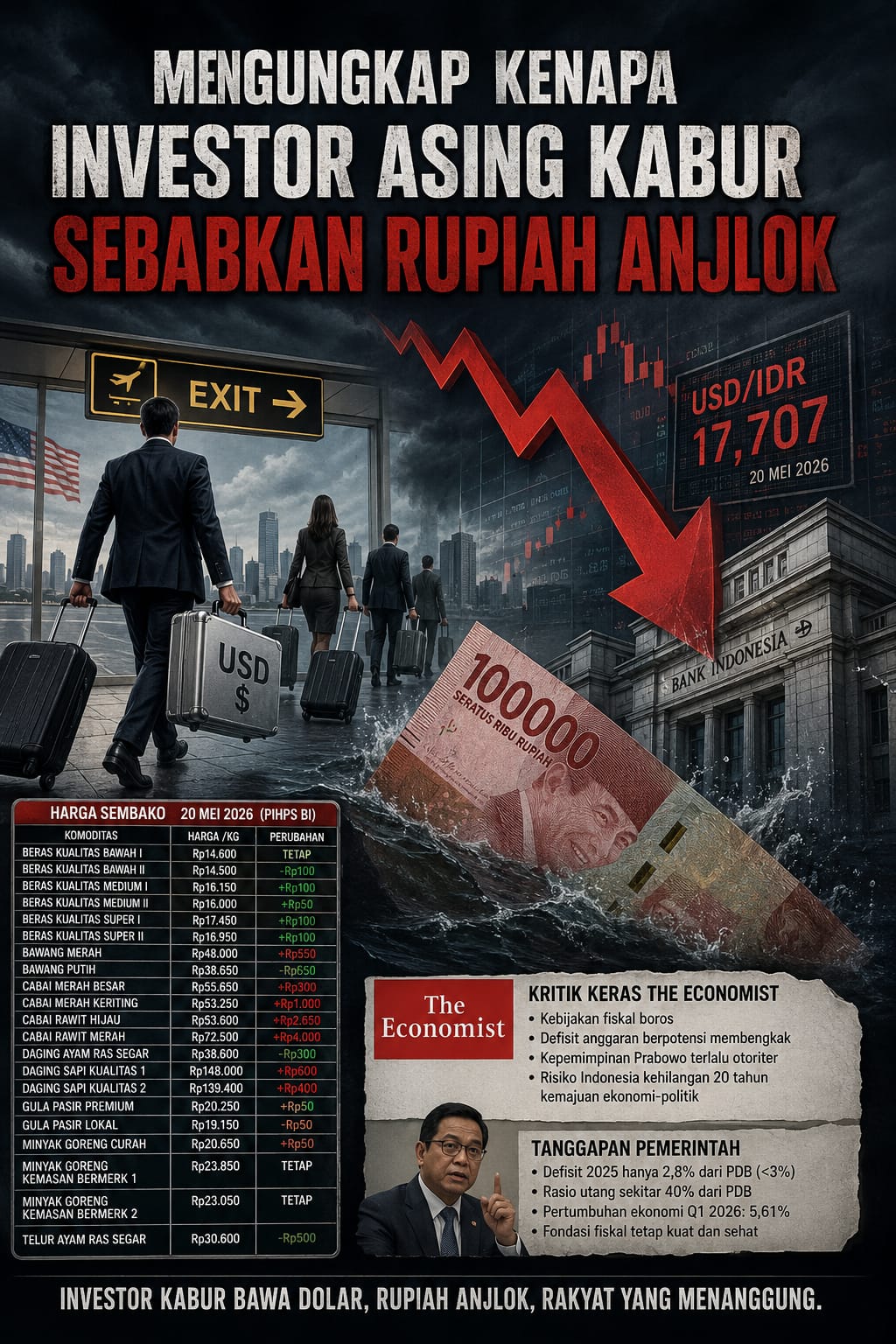 Mengungkap Kenapa Investor Kabur Sebabkan Rupiah Anjlok