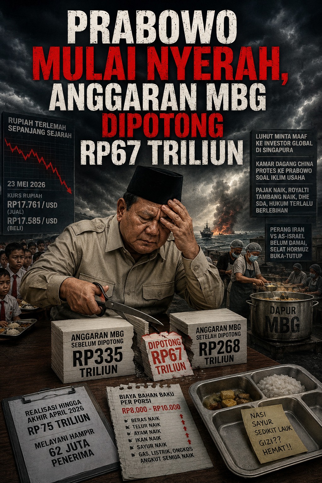 Prabowo Mulai Nyerah, Anggaran MBG Dipotong Rp 67 Triliun